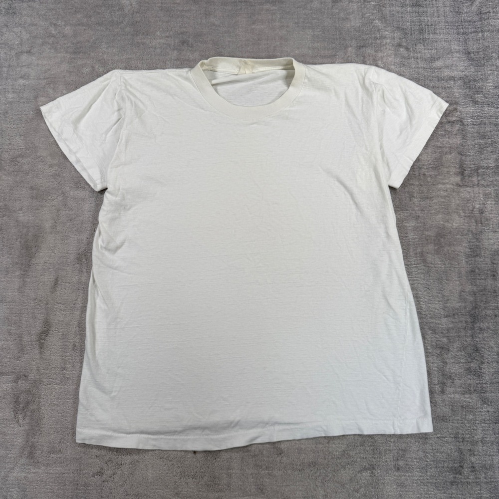 Vintage Blank Shirt Men Medium White Single Stitch 80s Thin Classic Grunge